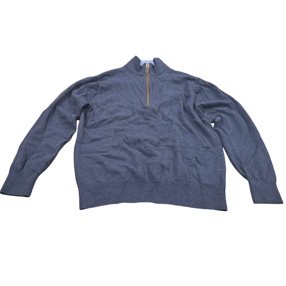 Orvis 100% Merino Wool Quarter Zip Sweater Blue Mens Medium